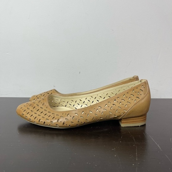 Andrew Geller Shoes - Andrew Geller Tan Perforated Ballet Flats